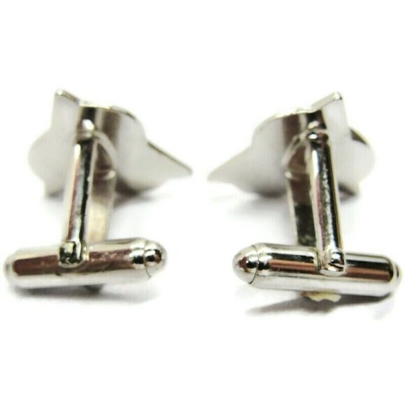 Anson Cufflinks Triangular Design Silver Tone Tux Shirt Dress Suit Vintage - Picture 7 of 9